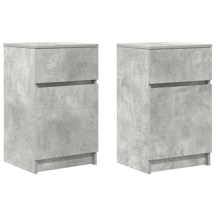 Yöpöydät 2 kpl betoninharmaa 39x35x65 cm tekninen puu (61326)