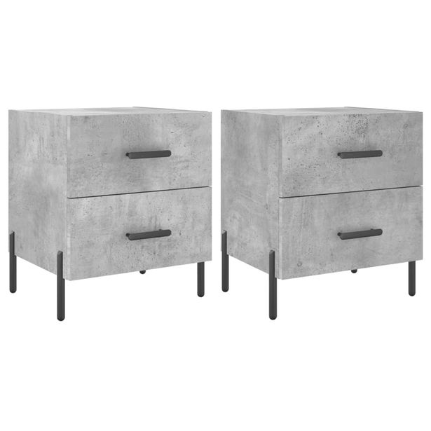 Yöpöydät 2 kpl betoninharmaa 40x35x47,5 cm tekninen puu (27333)