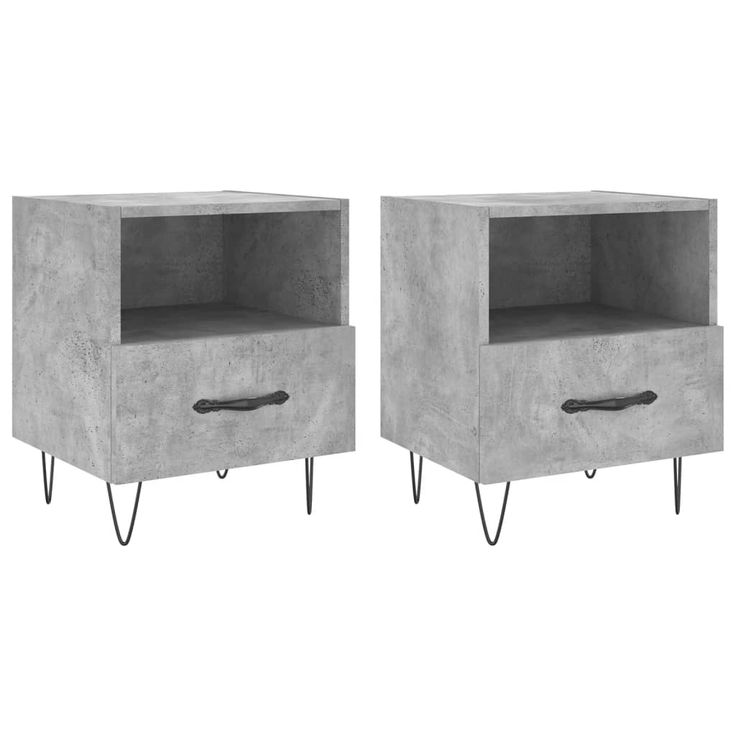 Yöpöydät 2 kpl betoninharmaa 40x35x47,5 cm tekninen puu (27429)