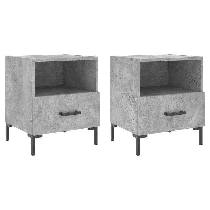 Yöpöydät 2 kpl betoninharmaa 40x35x47,5 cm tekninen puu (27445)