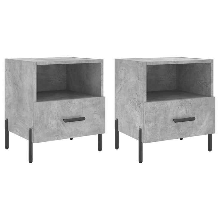 Yöpöydät 2 kpl betoninharmaa 40x35x47,5 cm tekninen puu (27461)