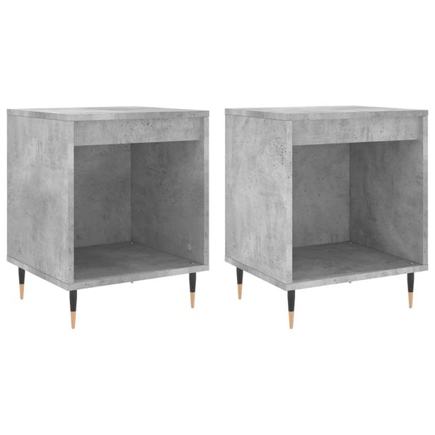 Yöpöydät 2 kpl betoninharmaa 40x35x50 cm tekninen puu (30709)