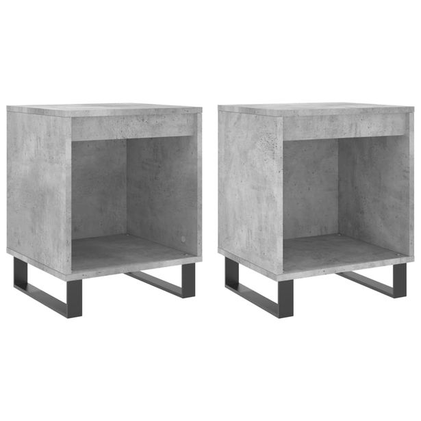Yöpöydät 2 kpl betoninharmaa 40x35x50 cm tekninen puu (30741)