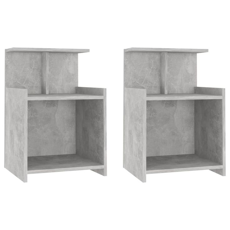 Yöpöydät 2 kpl betoninharmaa 40x35x60 cm tekninen puu (06184)