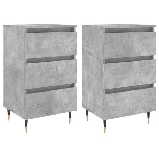 Yöpöydät 2 kpl betoninharmaa 40x35x69 cm tekninen puu (26917)