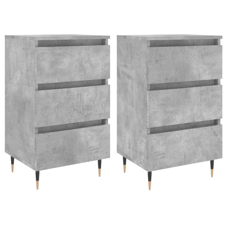 Yöpöydät 2 kpl betoninharmaa 40x35x69 cm tekninen puu (26917)