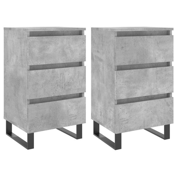 Yöpöydät 2 kpl betoninharmaa 40x35x69 cm tekninen puu (26949)