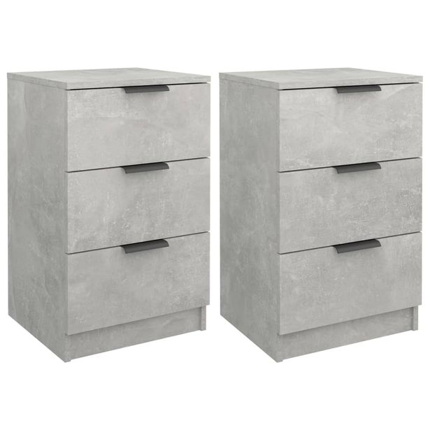 Yöpöydät 2 kpl betoninharmaa 40x36x65 cm (11277)