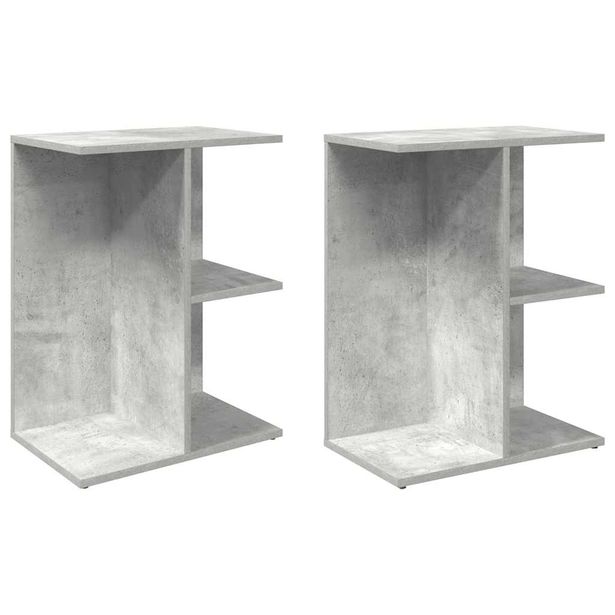 Yöpöydät 2 kpl betoninharmaa 46,5x29x61 cm tekninen puu (58657)