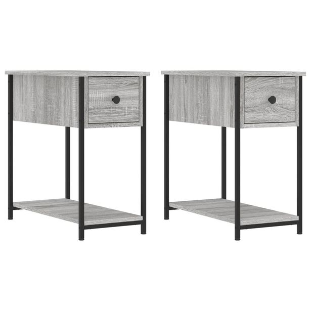 Yöpöydät 2 kpl harmaa Sonoma 30x60x60 cm tekninen puu (26060)