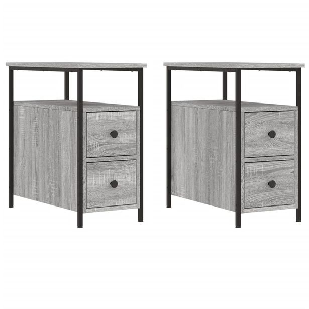 Yöpöydät 2 kpl harmaa Sonoma 30x60x60 cm tekninen puu (26070)