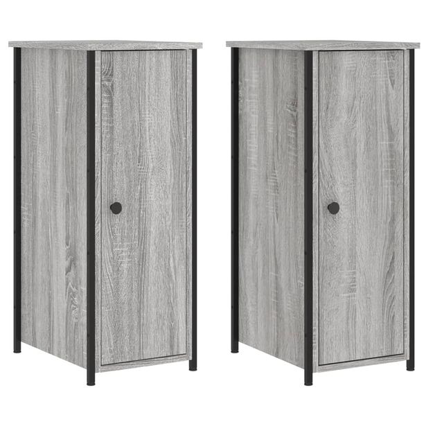 Yöpöydät 2 kpl harmaa Sonoma 32x42x80 cm tekninen puu (25970)