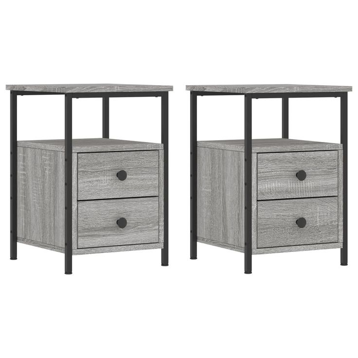 Yöpöydät 2 kpl harmaa Sonoma 34x35,5x50 cm tekninen puu (26020)