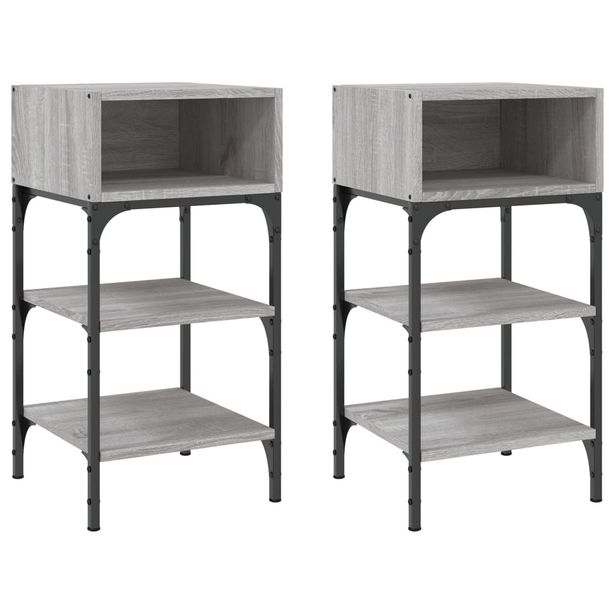 Yöpöydät 2 kpl harmaa Sonoma 35x34,5x70 cm tekninen puu (25890)