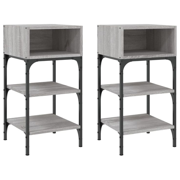 Yöpöydät 2 kpl harmaa Sonoma 35x34,5x70 cm tekninen puu (25890)