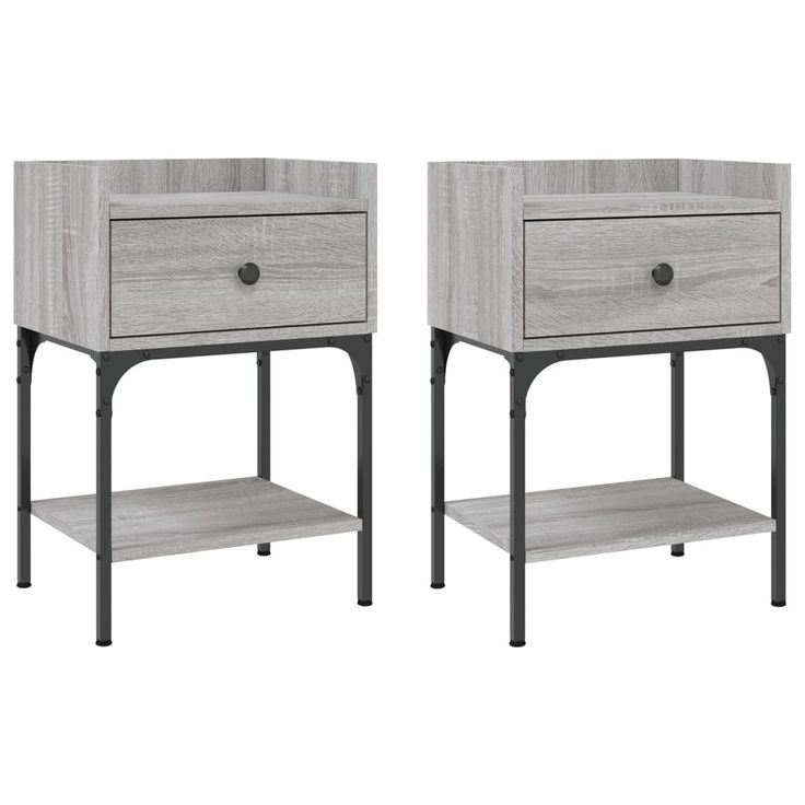 Yöpöydät 2 kpl harmaa Sonoma 40,5x31x60 cm tekninen puu (25900)