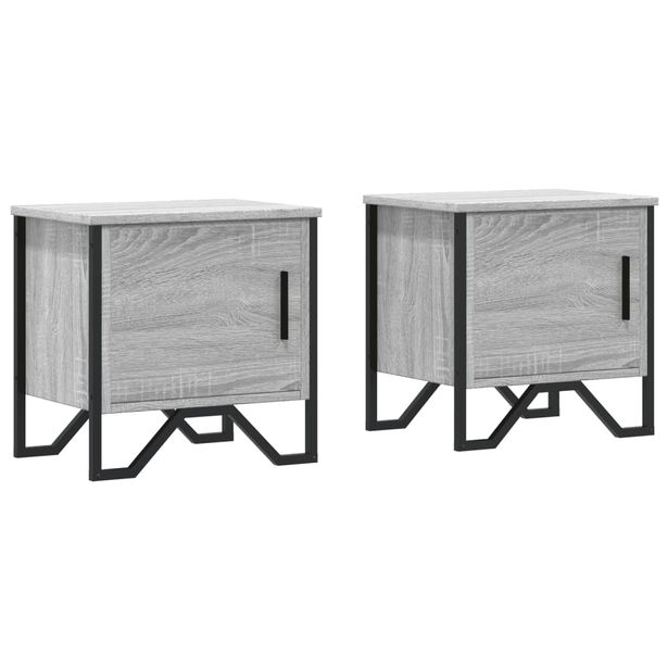Yöpöydät 2 kpl harmaa sonoma 40x30x40 cm tekninen puu (48521)