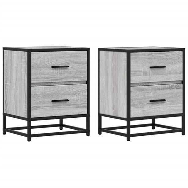 Yöpöydät 2 kpl harmaa Sonoma 40x31x50 cm tekninen puu (48681)