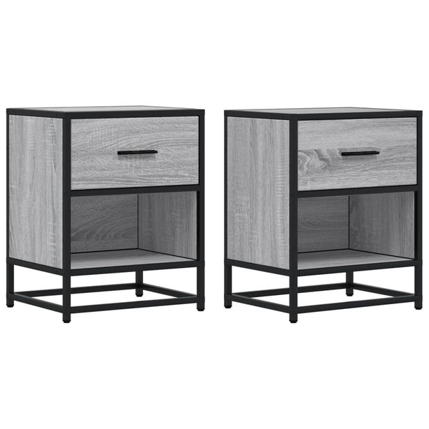 Yöpöydät 2 kpl harmaa Sonoma 40x31x50 cm tekninen puu (48691)