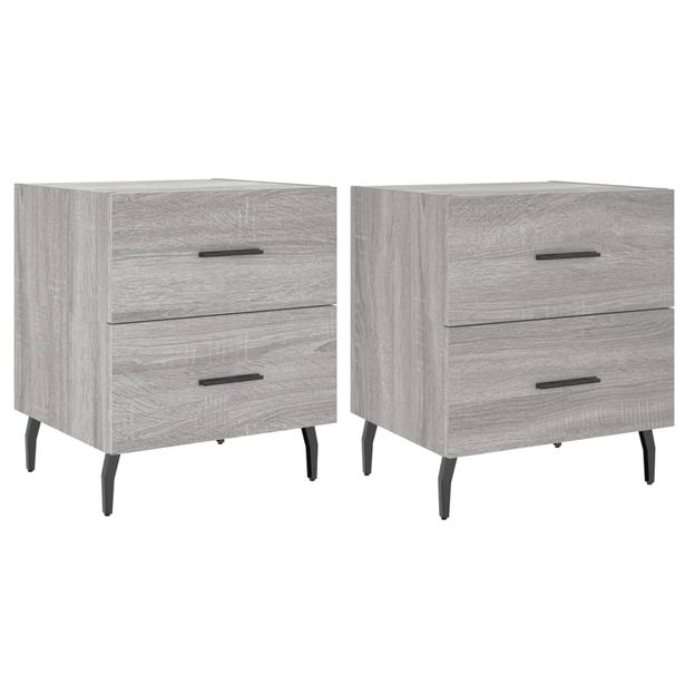 Yöpöydät 2 kpl harmaa Sonoma 40x35x47,5 cm tekninen puu (27353)