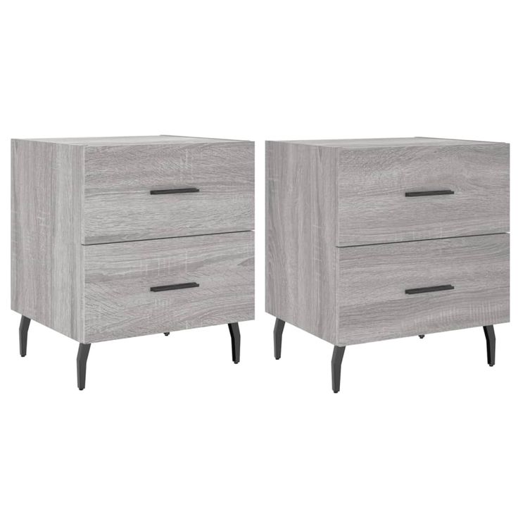 Yöpöydät 2 kpl harmaa Sonoma 40x35x47,5 cm tekninen puu (27353)
