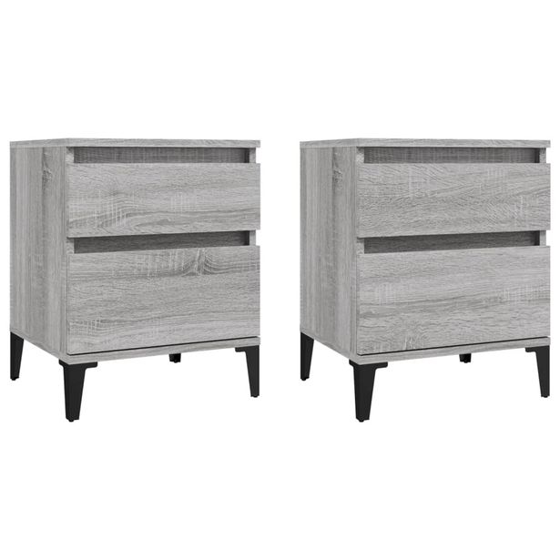 Yöpöydät 2 kpl harmaa Sonoma 40x35x50 cm (21855)