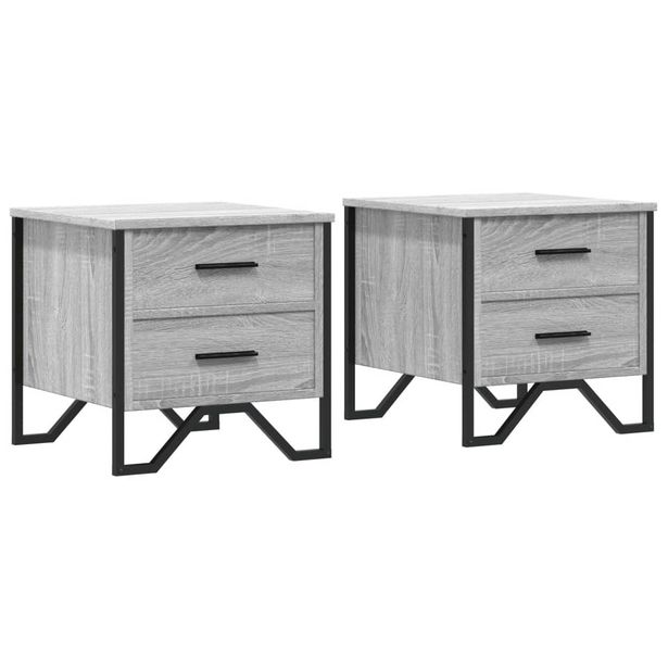 Yöpöydät 2 kpl harmaa Sonoma 40x41x40 cm tekninen puu (48511)