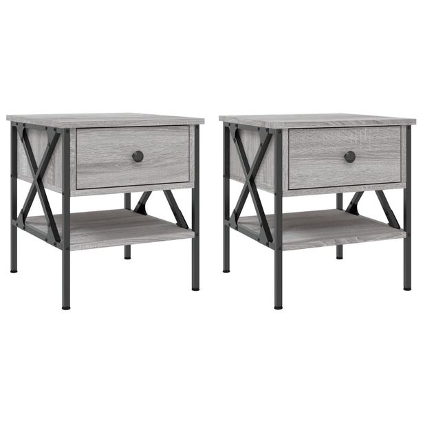 Yöpöydät 2 kpl harmaa Sonoma 40x42x45 cm tekninen puu (25960)