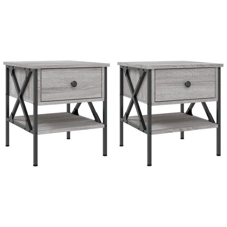 Yöpöydät 2 kpl harmaa Sonoma 40x42x45 cm tekninen puu (25960)