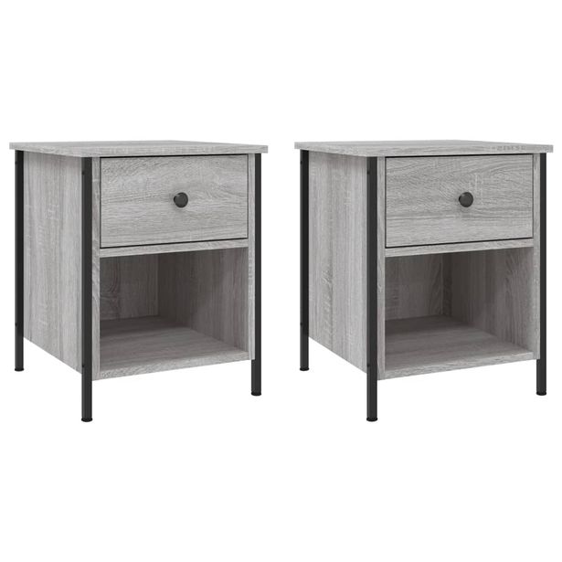 Yöpöydät 2 kpl harmaa Sonoma 40x42x50 cm tekninen puu (25940)