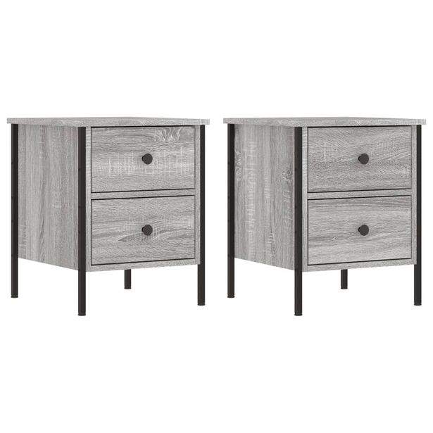 Yöpöydät 2 kpl harmaa Sonoma 40x42x50 cm tekninen puu (25990)