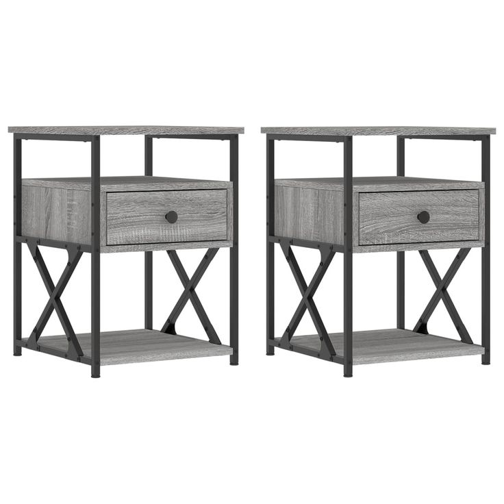 Yöpöydät 2 kpl harmaa Sonoma 40x42x55 cm tekninen puu (26080)