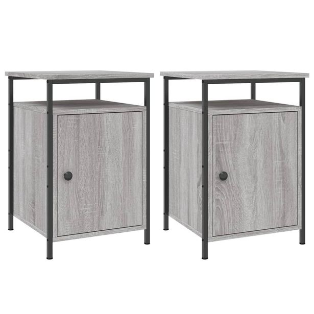 Yöpöydät 2 kpl harmaa Sonoma 40x42x60 cm tekninen puu (25870)