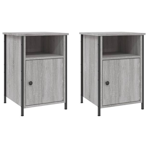 Yöpöydät 2 kpl harmaa Sonoma 40x42x60 cm tekninen puu (25920)