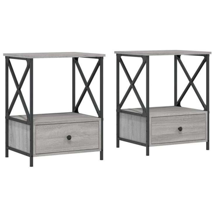 Yöpöydät 2 kpl harmaa Sonoma 50x41x65 cm tekninen puu (26090)