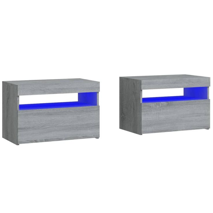 Yöpöydät 2 kpl LED-valoilla harmaa Sonoma 60x35x40 cm (52829)
