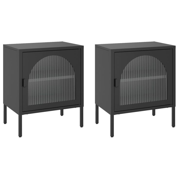 Yöpöydät 2 kpl musta 50x35x60 cm lasi ja teräs (11825)