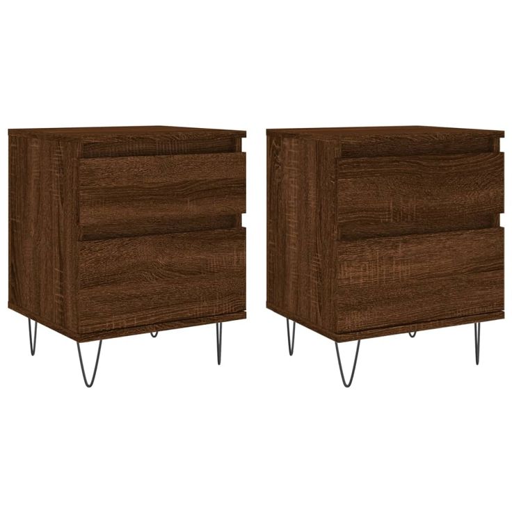 Yöpöydät 2 kpl ruskea tammi 40x35x50 cm tekninen puu (30683)