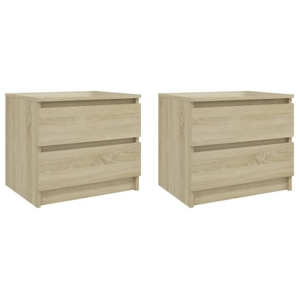 Yöpöydät 2 kpl Sonoma-tammi 50x39x43,5 cm tekninen puu (06200)