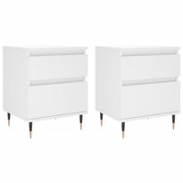 Yöpöydät 2 kpl valkoinen 40x35x50 cm tekninen puu (30653)