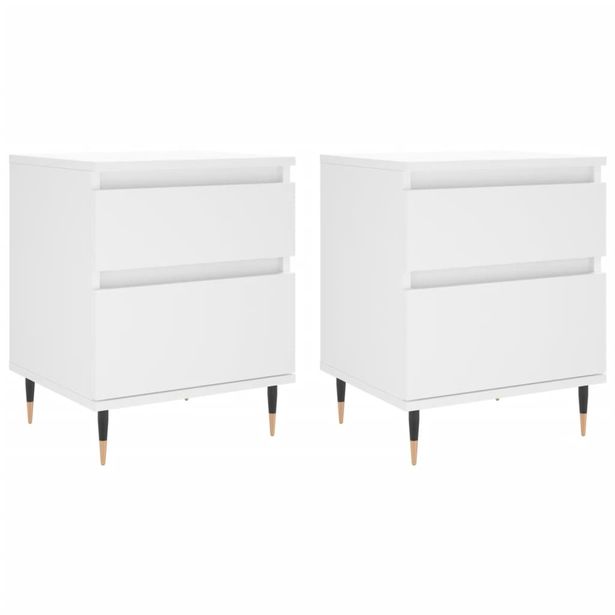 Yöpöydät 2 kpl valkoinen 40x35x50 cm tekninen puu (30653)