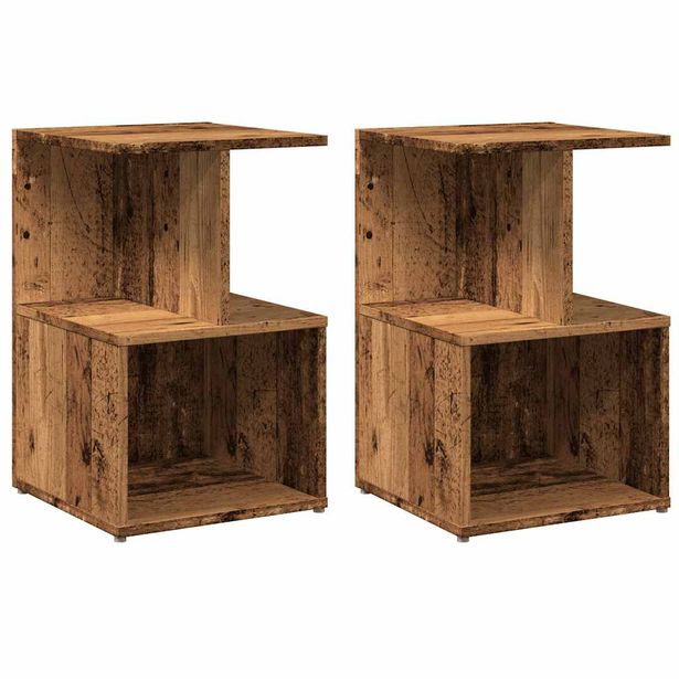 Yöpöydät 2 kpl vanha puu 35x35x55 cm lastulevy (56531)