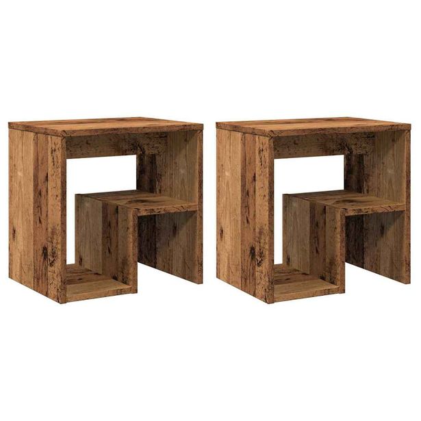 Yöpöydät 2 kpl vanha puu 40x30x40 cm lastulevy (56527)