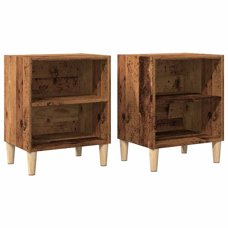 Yöpöydät 2 kpl vanha puu 40x30x50 cm tekninen puu (56417)