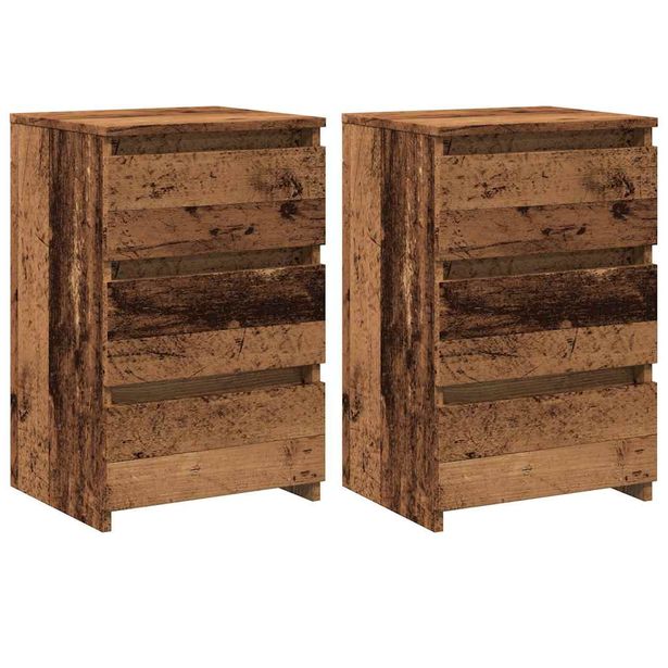 Yöpöydät 2 kpl vanha puu 40x35x62,5 cm lastulevy (56523)