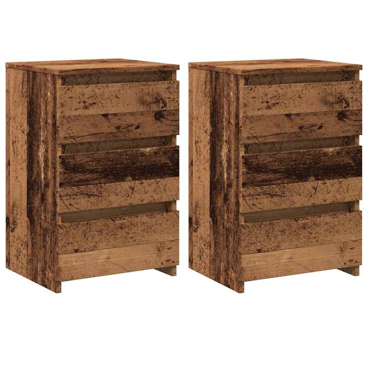 Yöpöydät 2 kpl vanha puu 40x35x62,5 cm lastulevy (56523)