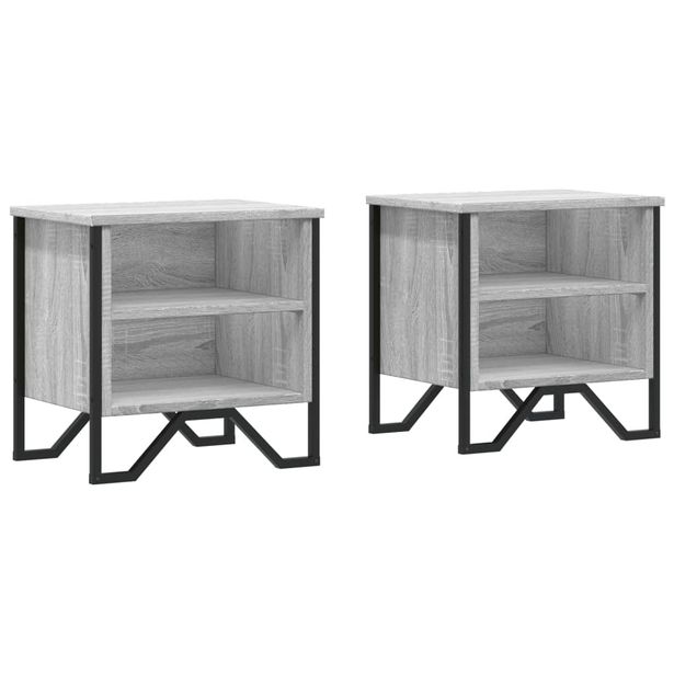 Yöpöydät harmaa Sonoma 2 kpl 40x30x40 cm lastulevy (48501)