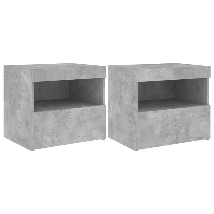 Yöpöydät LED-valoilla 2 kpl betoninharmaa 50x40x45 cm (36770)