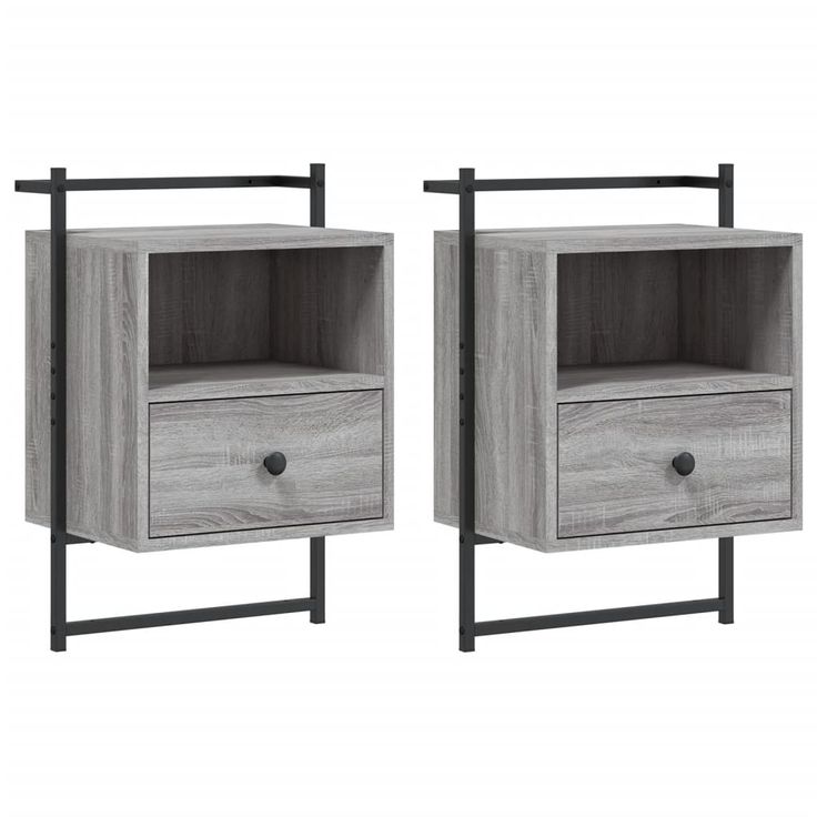 Yöpöydät seinälle 2 kpl harmaa Sonoma 40x30x61 cm tekninen puu (33440)