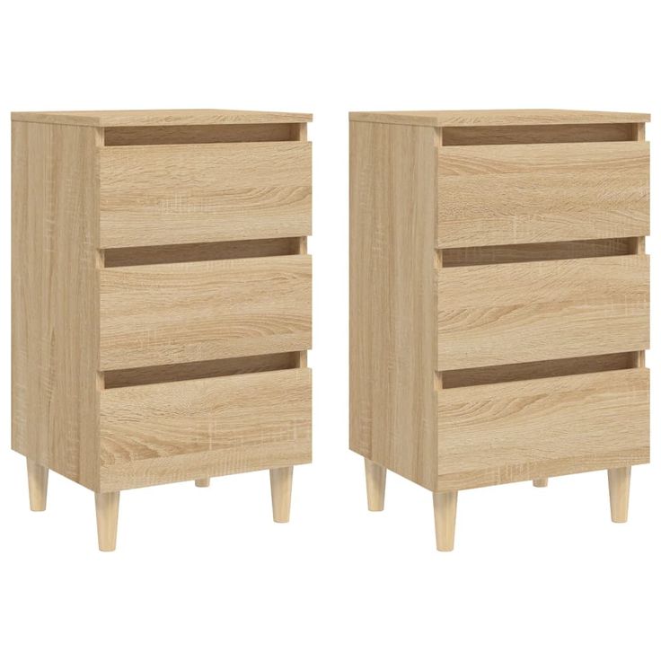 Yöpöydät täyspuiset jalat 2 kpl Sonoma-tammi 40x35x69 cm (05894)